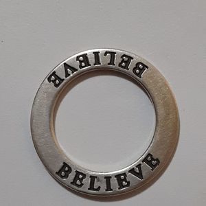 Sterling silver 925 1" charm pendant 22mm affirmation "Believe"